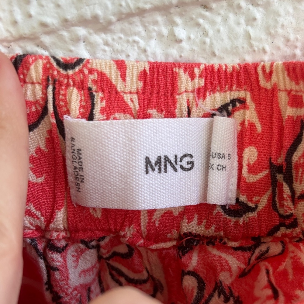 Mango MNG Paisley Wide-Leg Elastic Waist Ankle Pants sz S - Picture 5 of 7